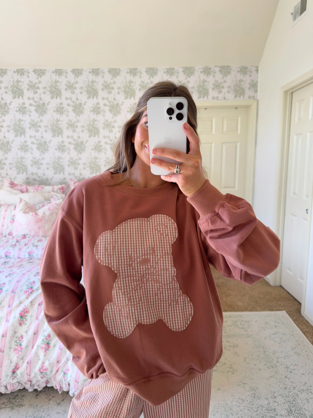 Teddy Bear Gingham Lounge Set - Carmel