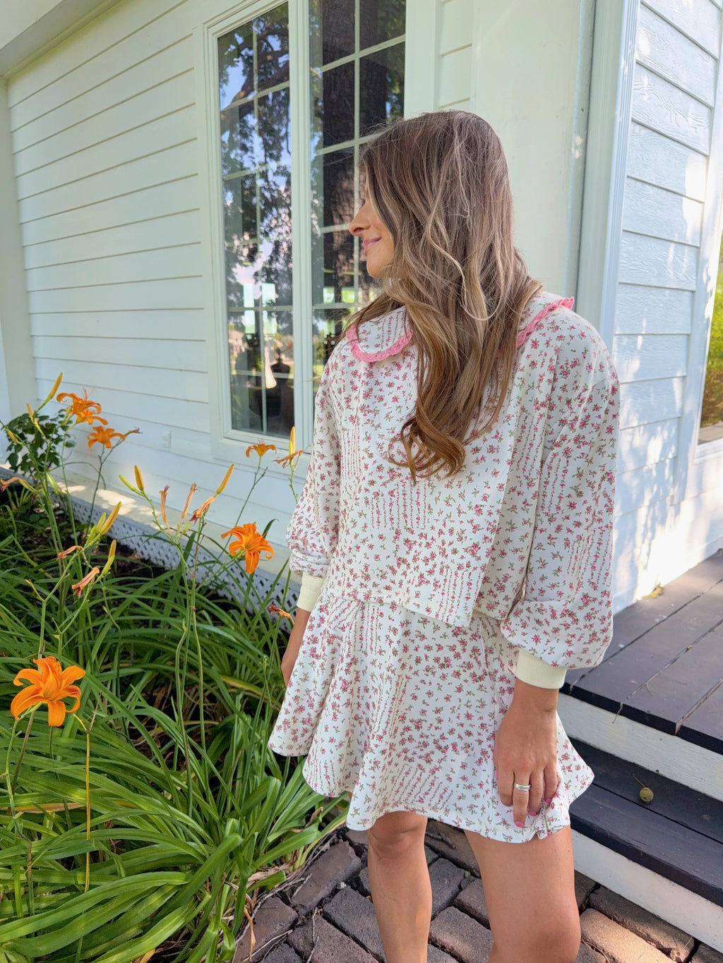 Fallon Floral Lounge Skort and Pullover Set