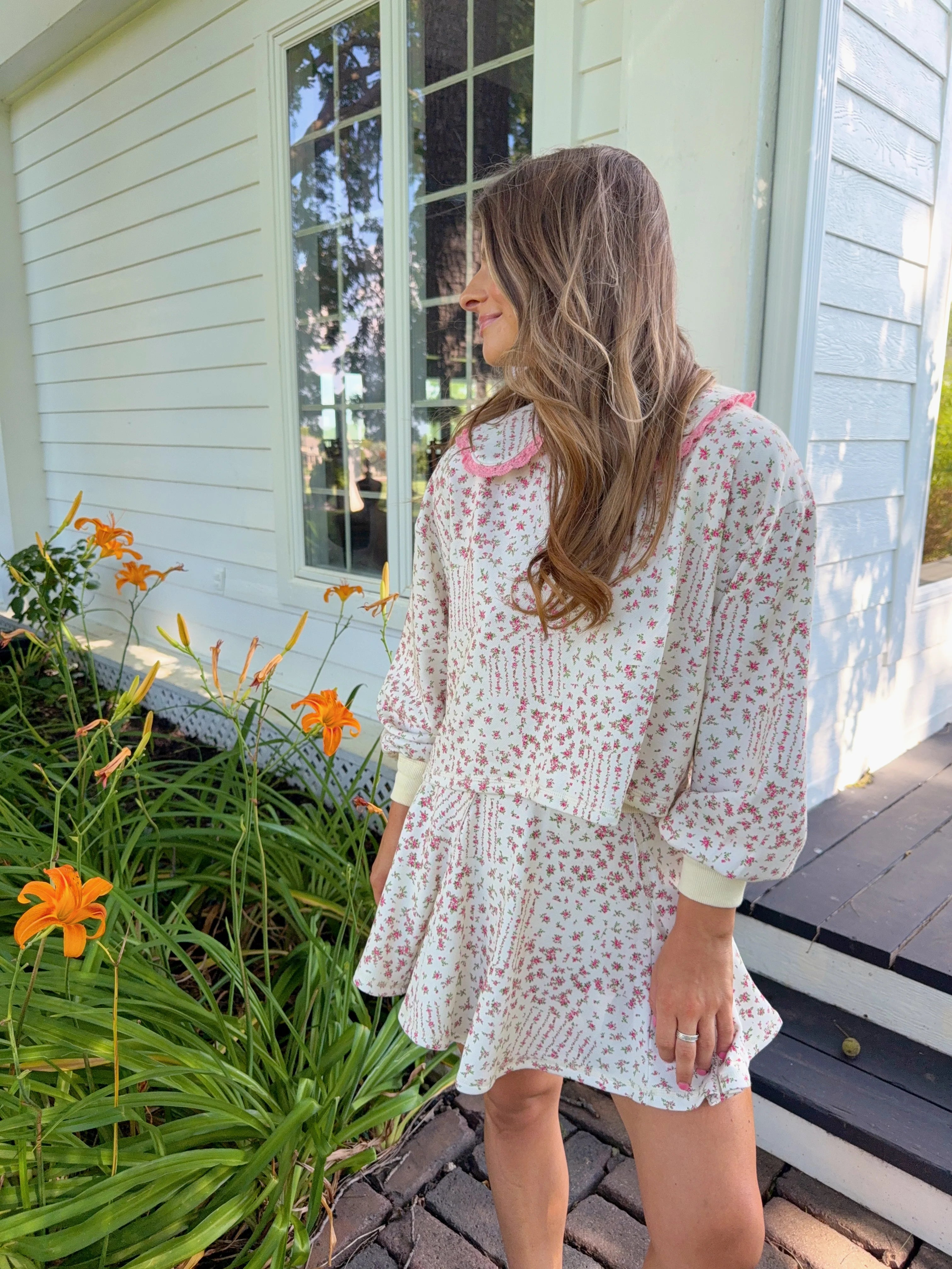 Fallon Floral Lounge Skort and Pullover Set