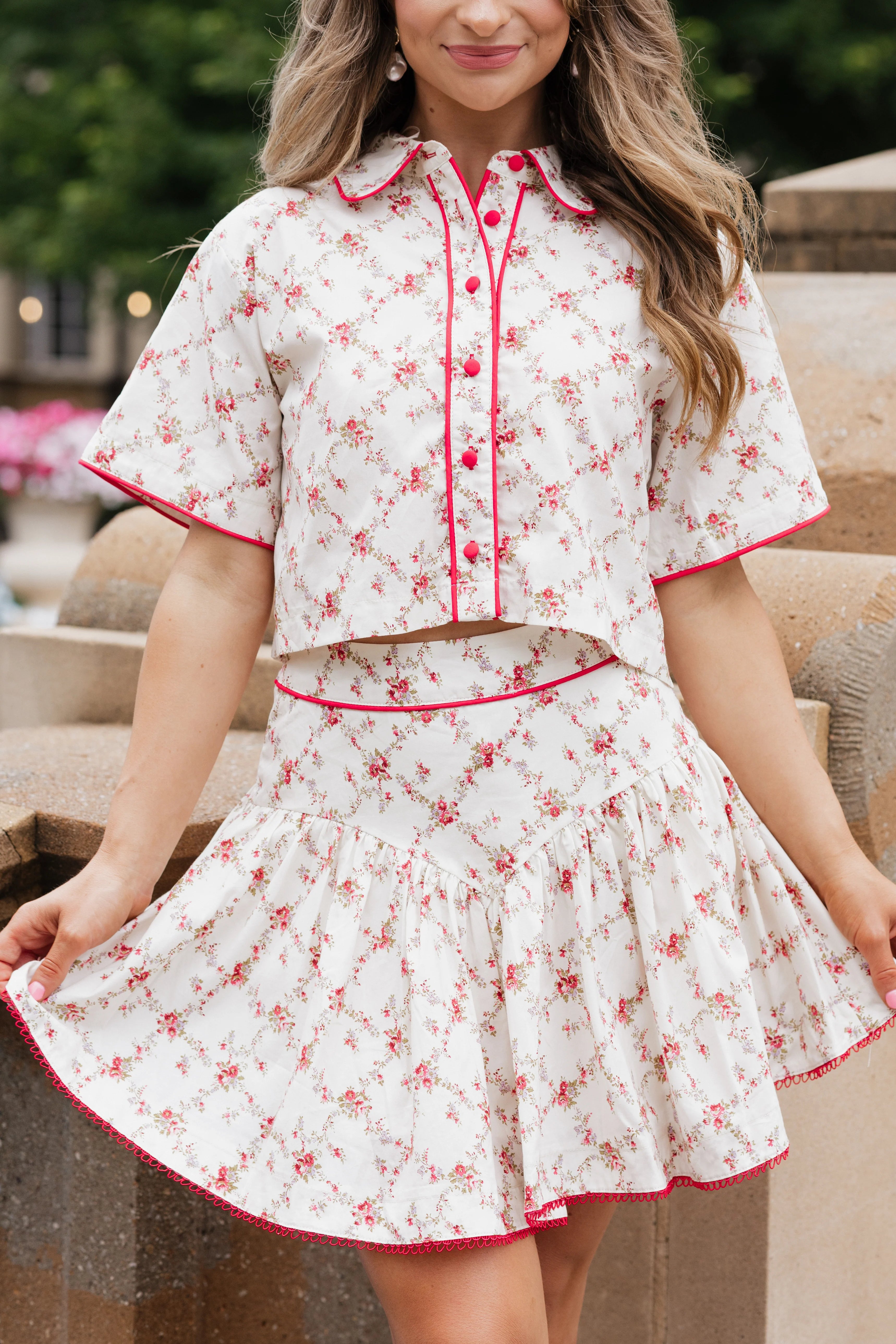 Brinley Floral Print Set - Red