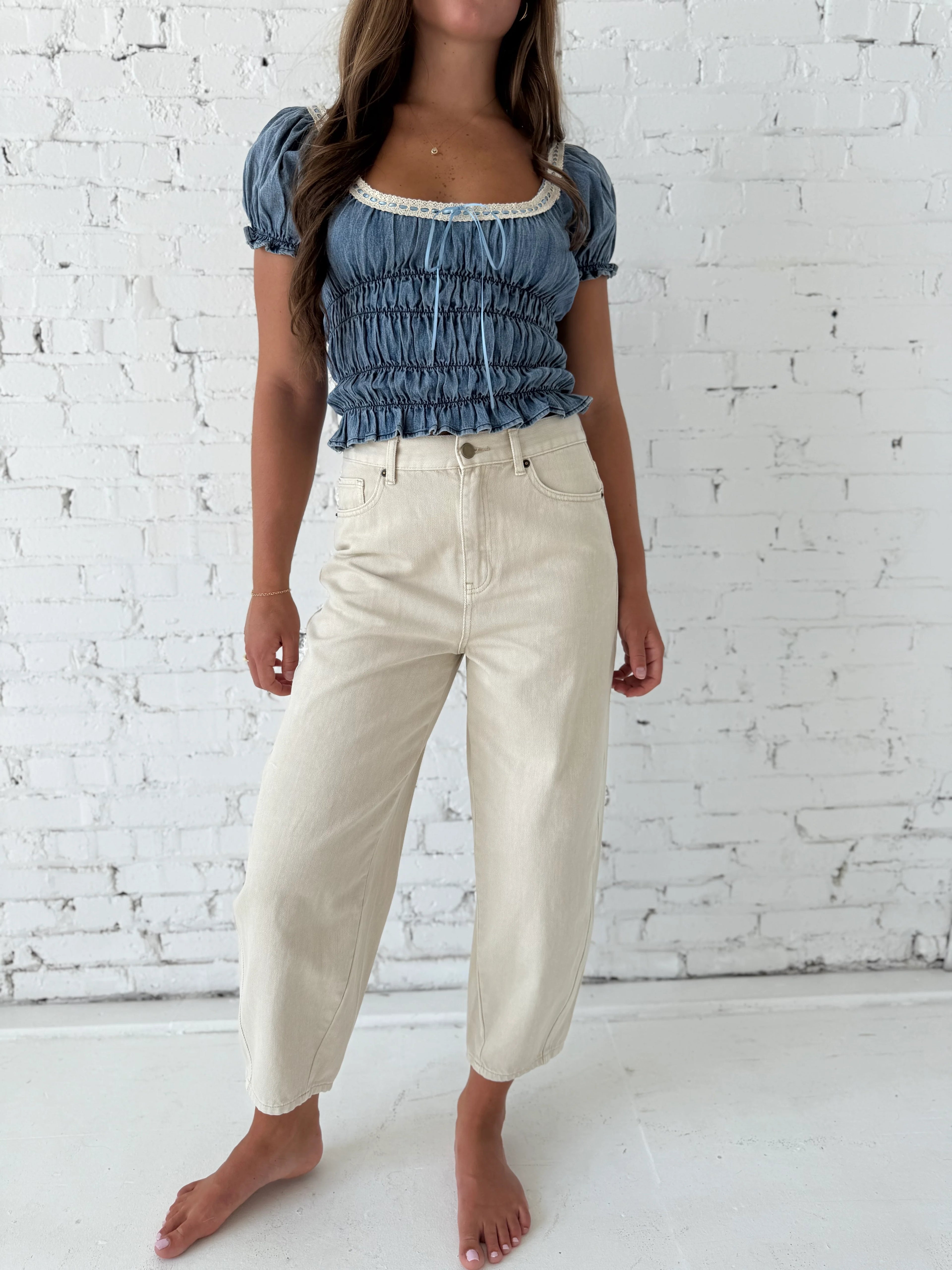 Jonie Barrel Pant - Beige