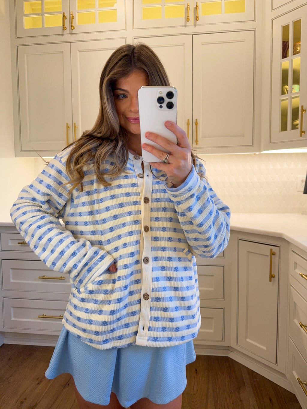 Benny Floral Striped Button-Up Cardigan