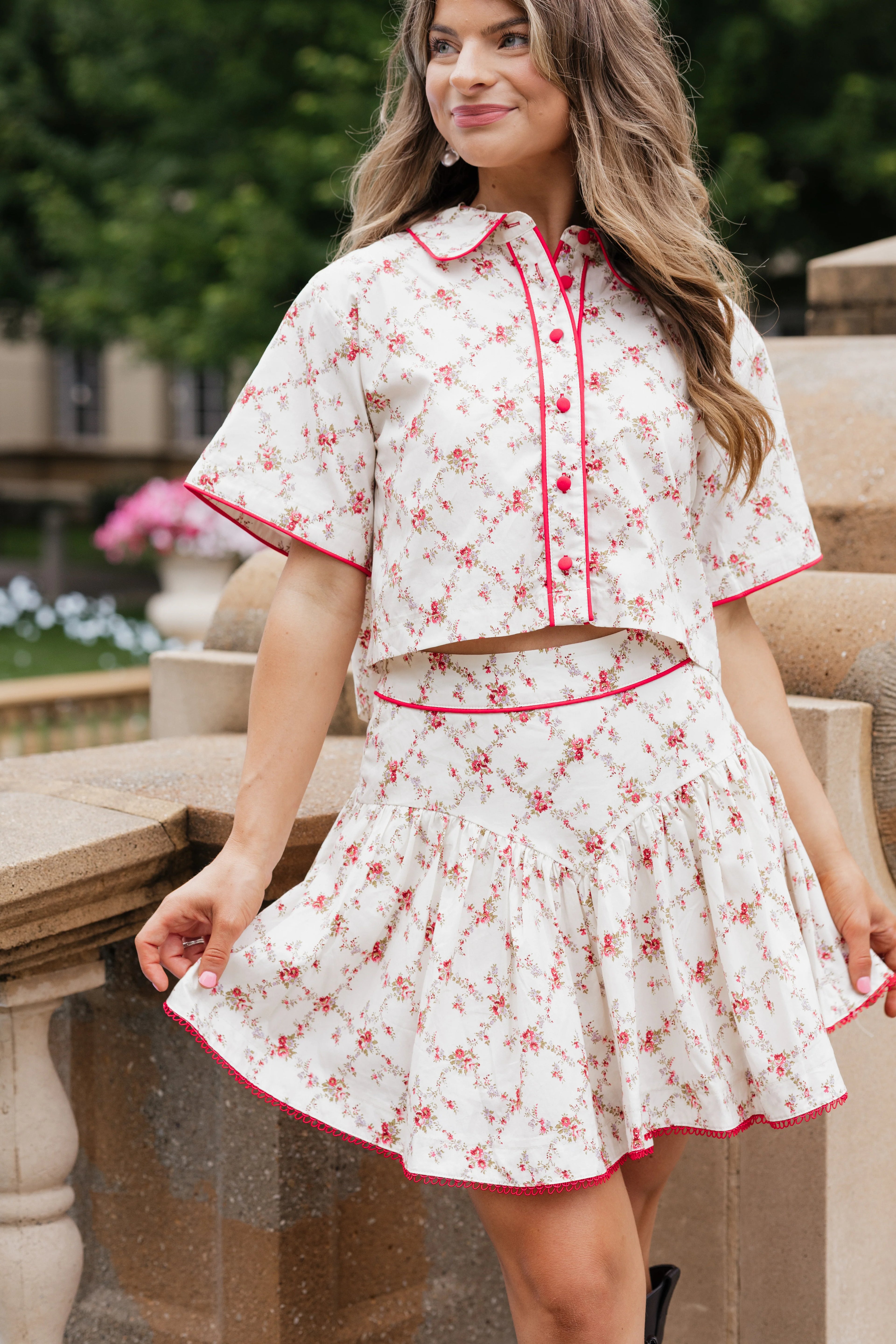 Brinley Floral Print Set - Red