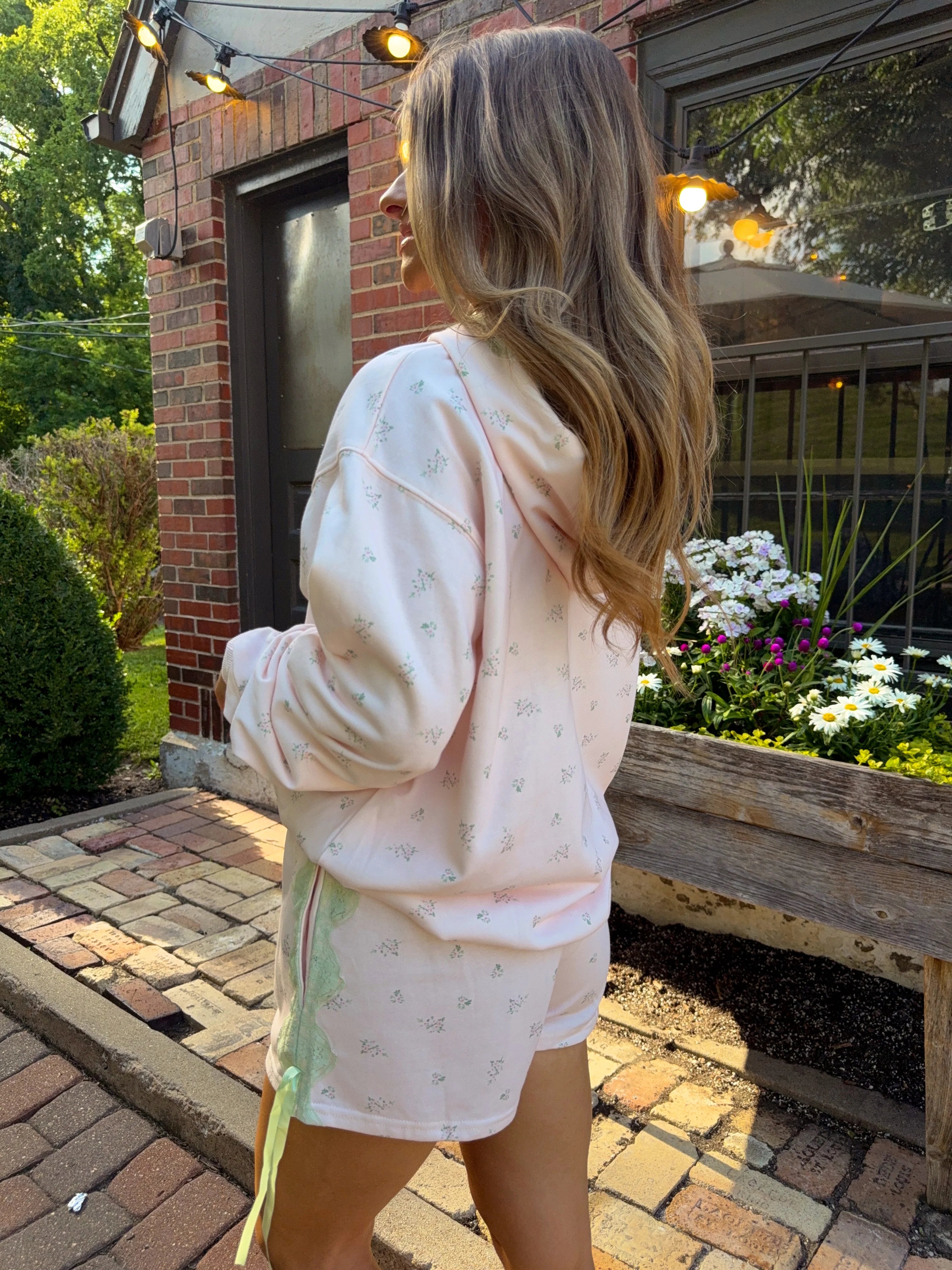 Thea Ditsy Floral Set - Light Pink / Sage