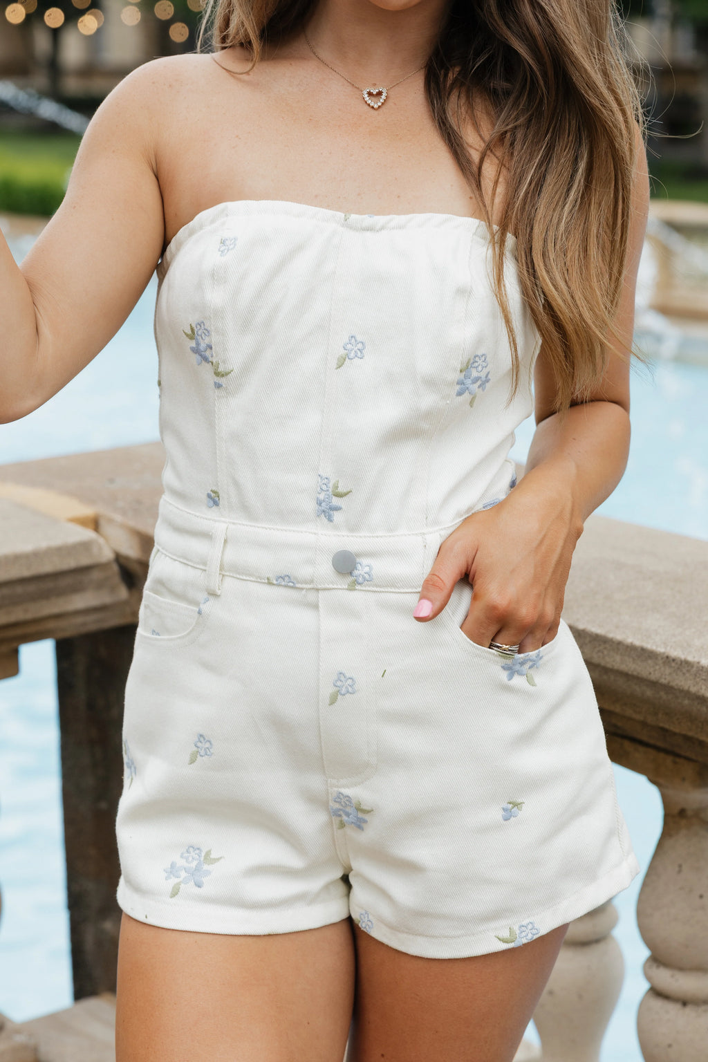 Scottie Embroidered Floral Romper