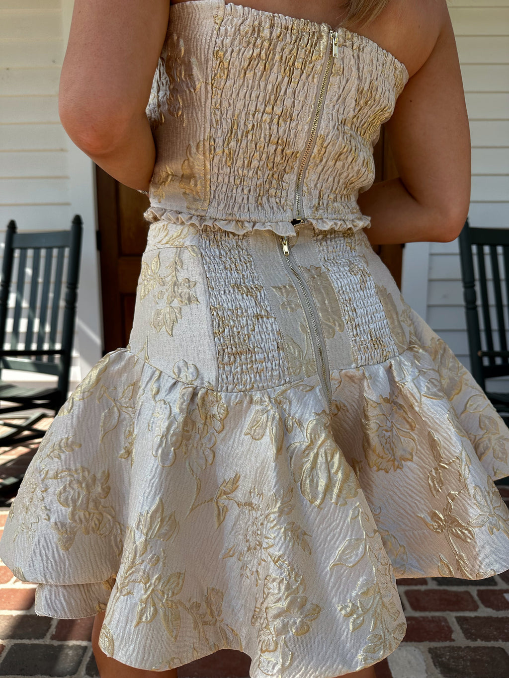 Amaretto Jacquard Two Piece Set - GOLD CHAMPAGNE