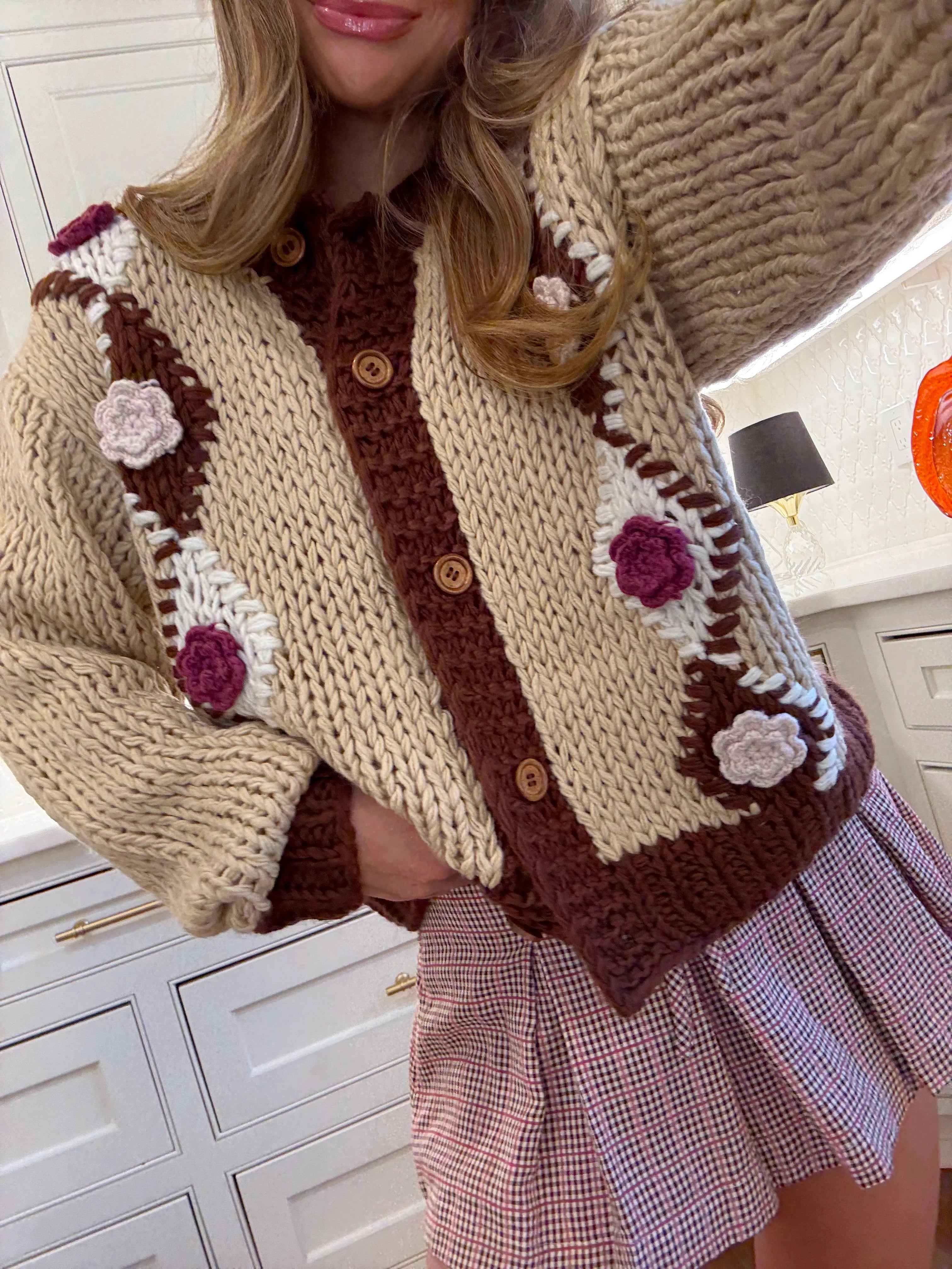 Tiramisu Handmade Crochet Floral Cardigan