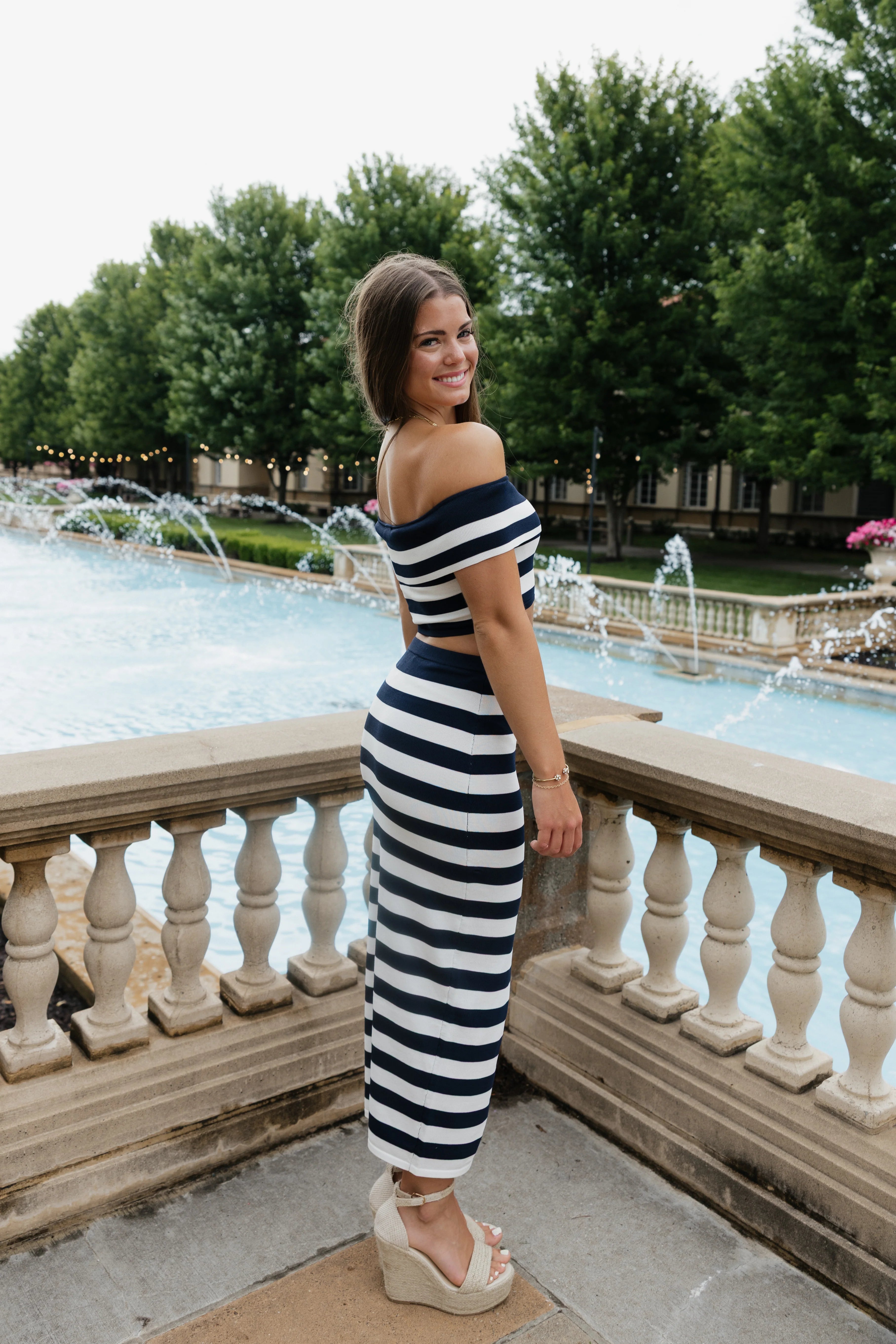 Sofie Striped Set - Navy / White