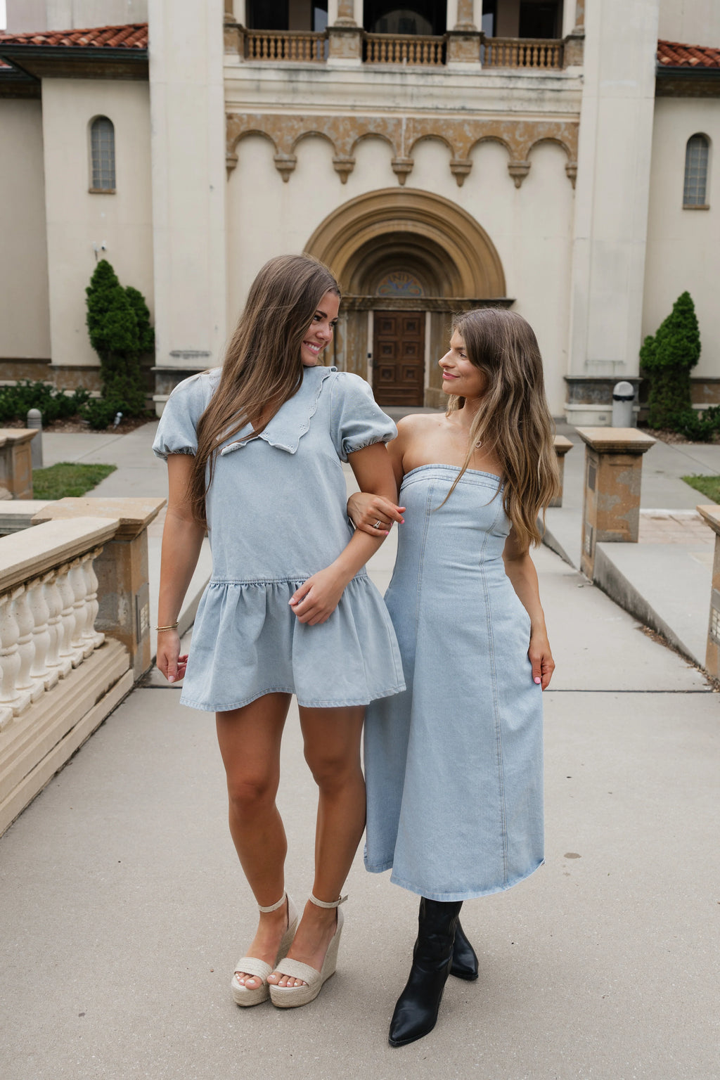 Hadley Strapless Denim Midi Dress - Light Wash