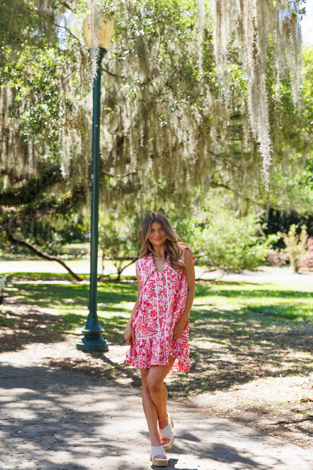 Radiant Floral Mini Dress - Pink / Red