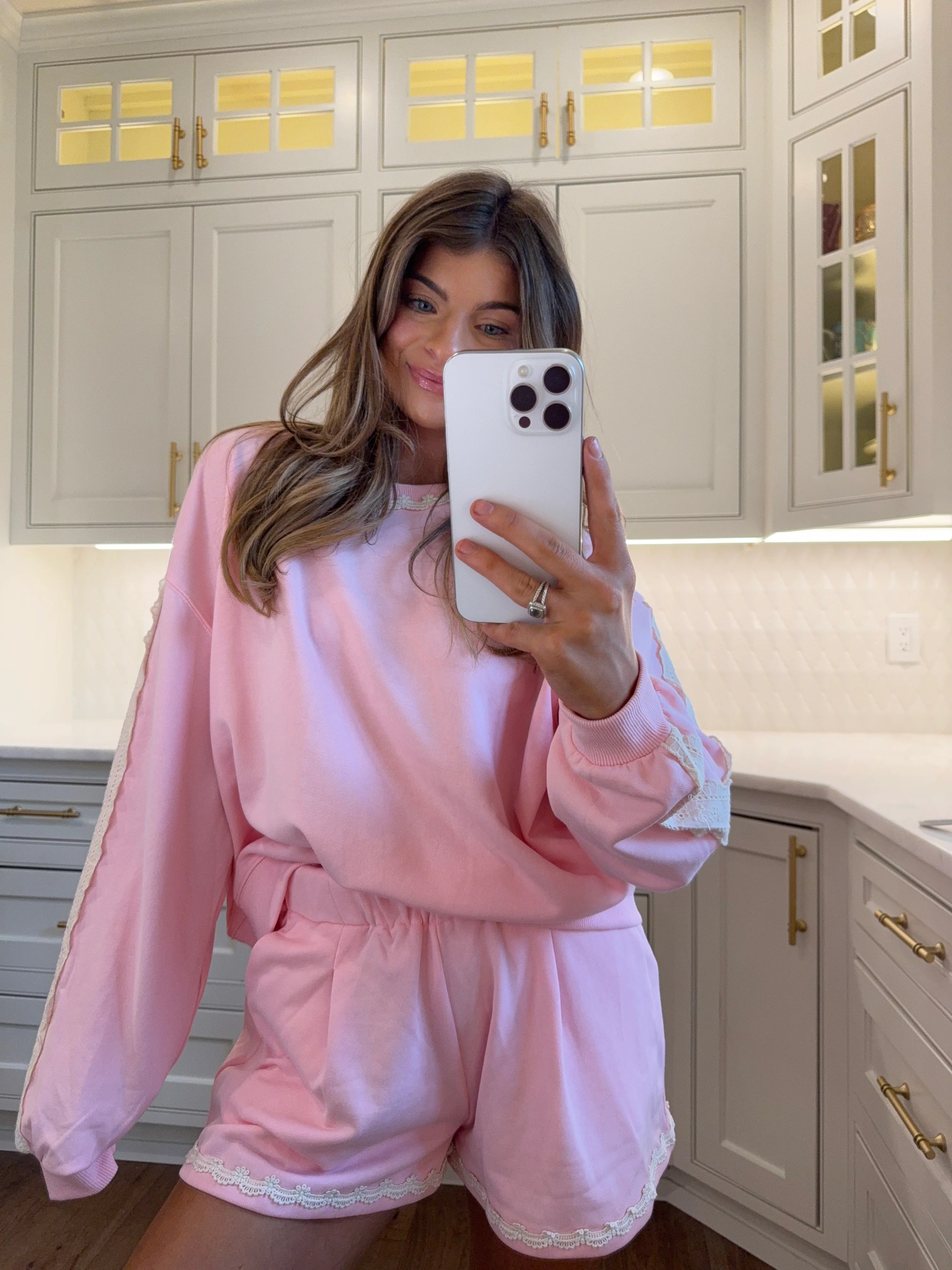 Tory Lace Trim Set - Pink