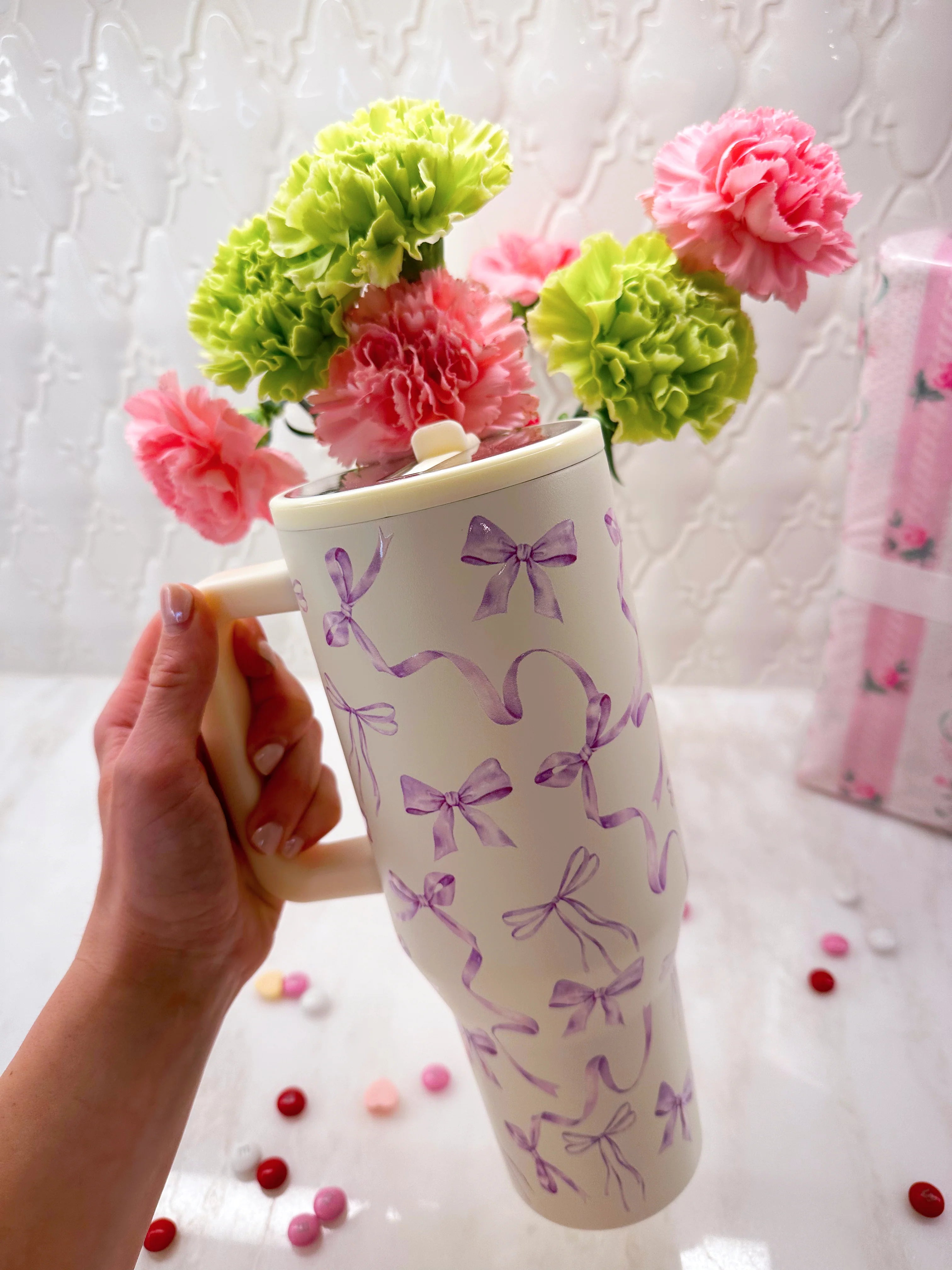 Bow Blush Drink Tumbler - 40oz