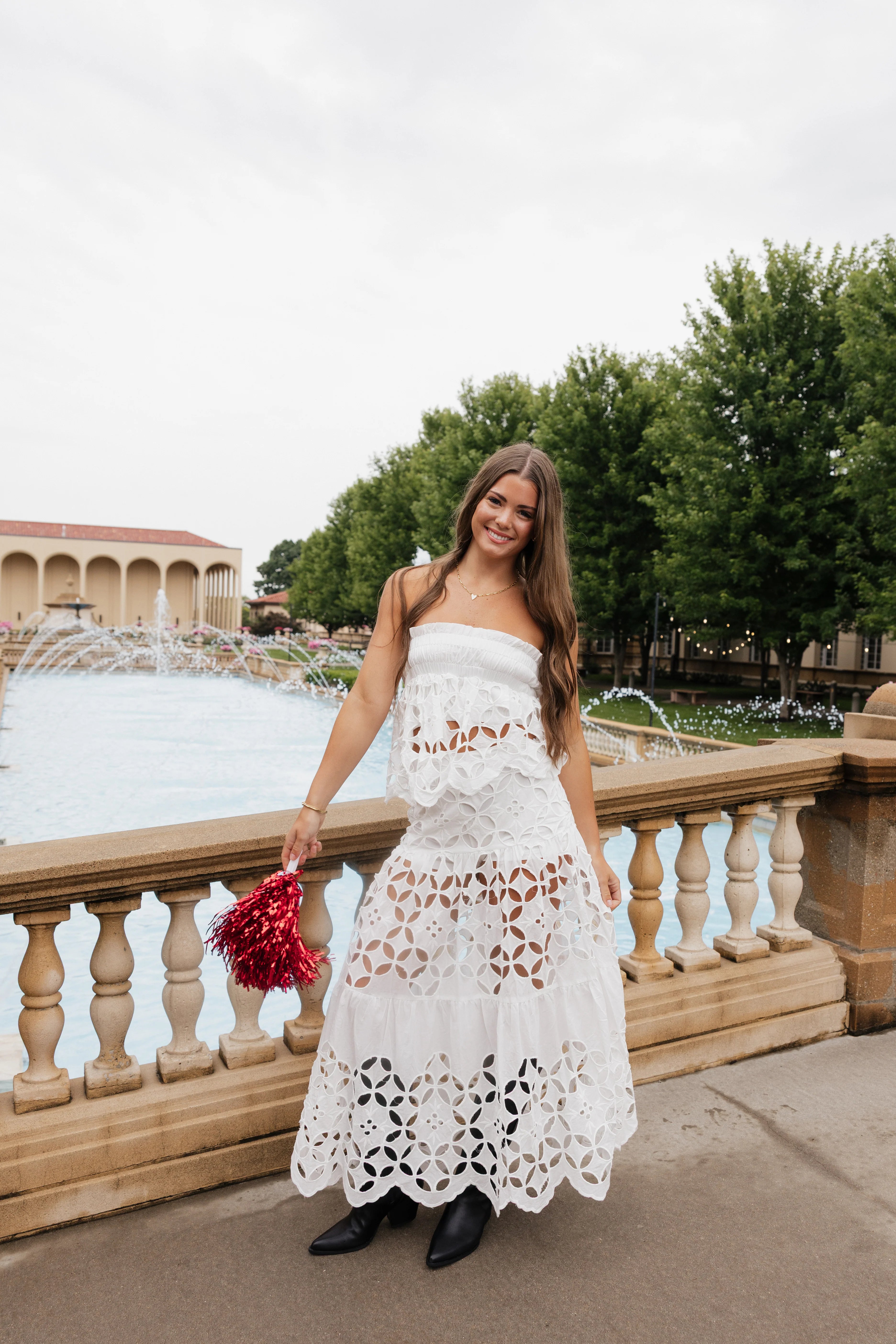 Moda Crochet Two Piece Set - White