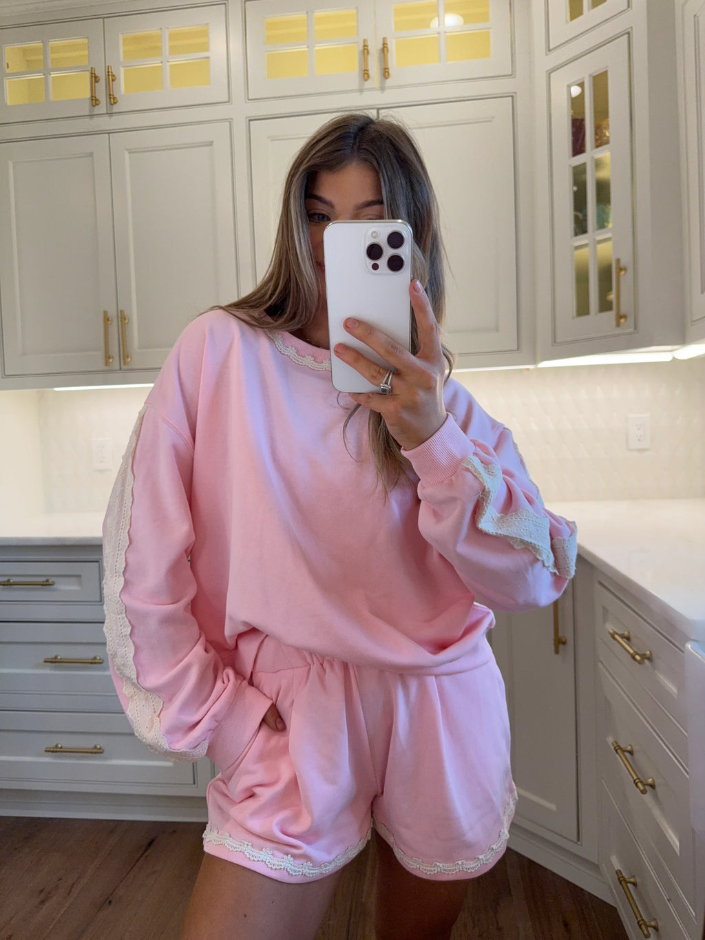 Tory Lace Trim Set - Pink