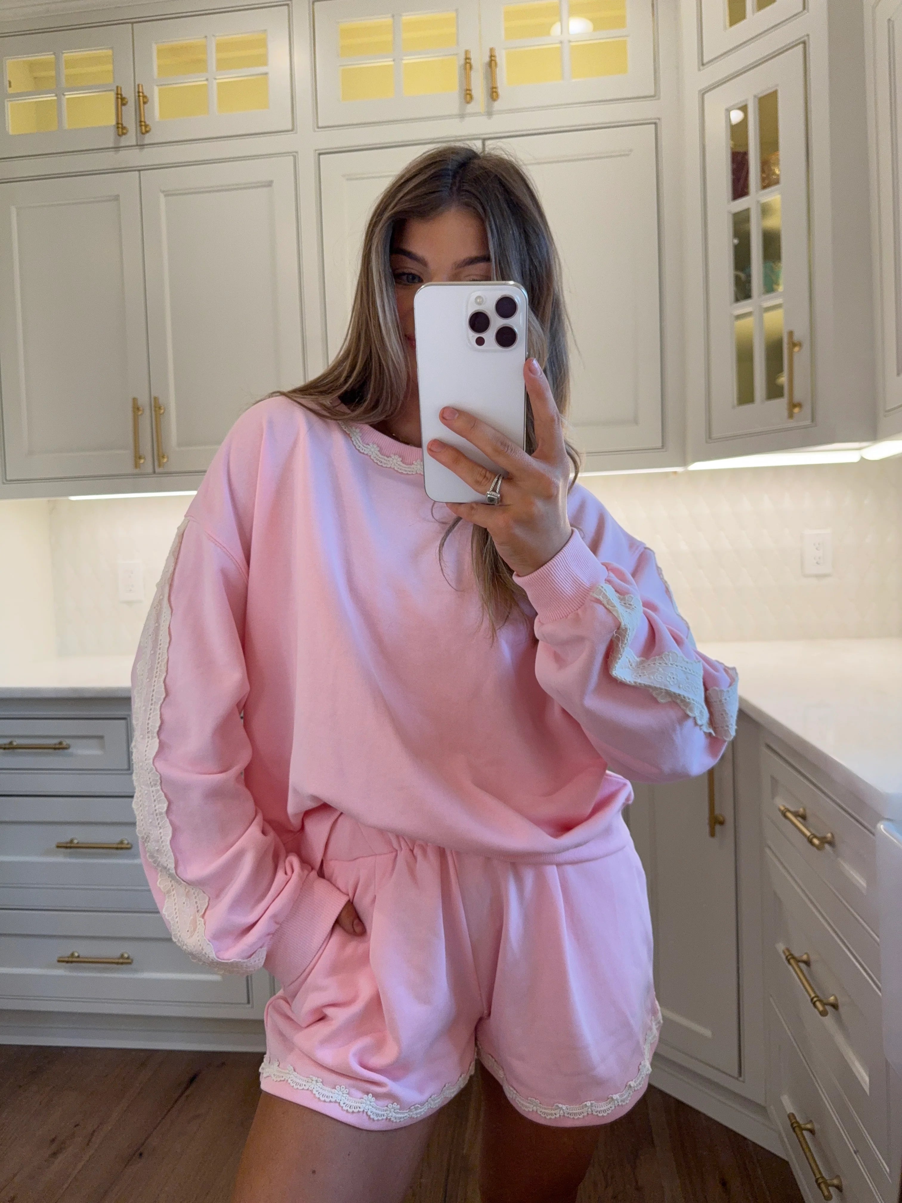 Tory Lace Trim Set - Pink