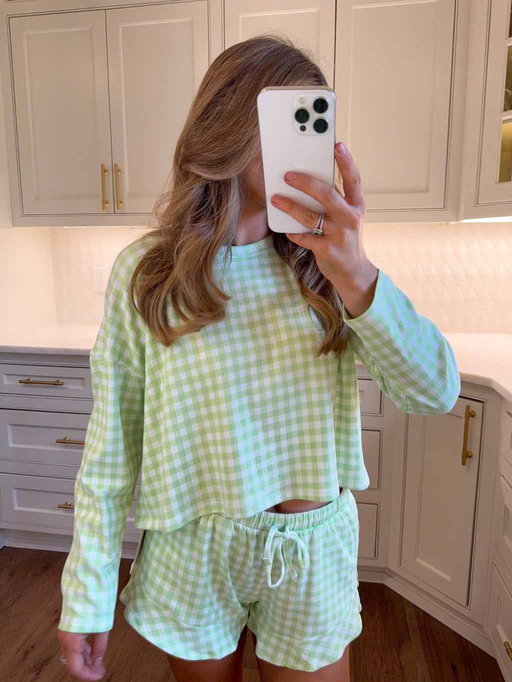 Happy Camper Candy Apple Gingham Pajama Set