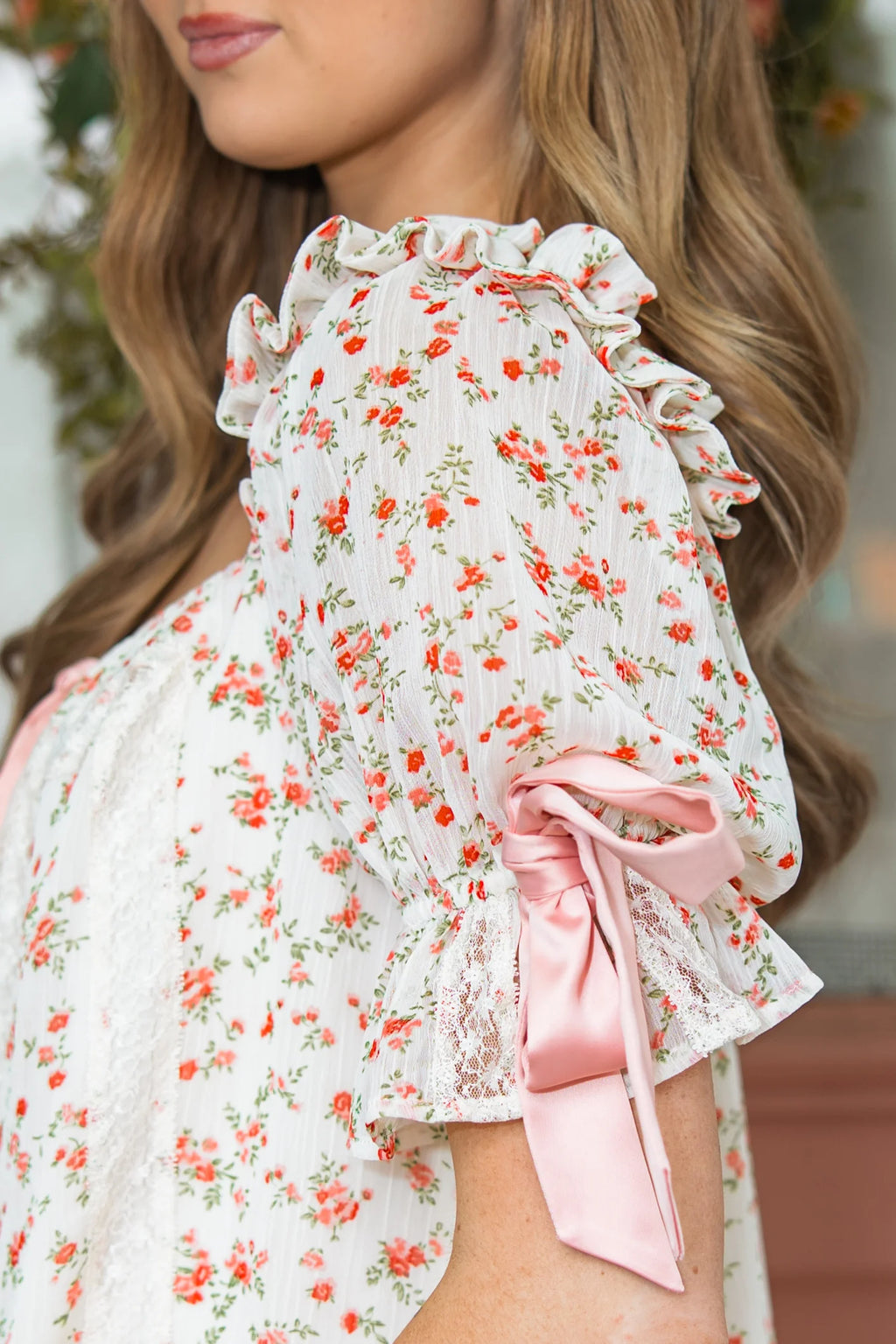 Annabelle Mini Dress - Peach / Ivory