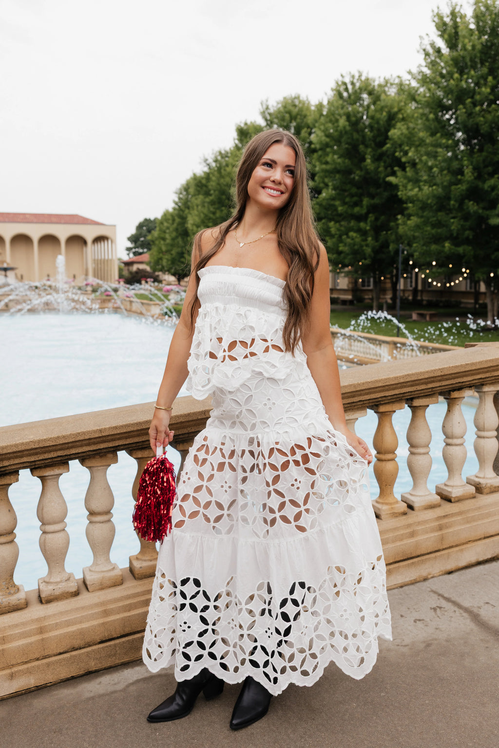 Moda Crochet Two Piece Set - White