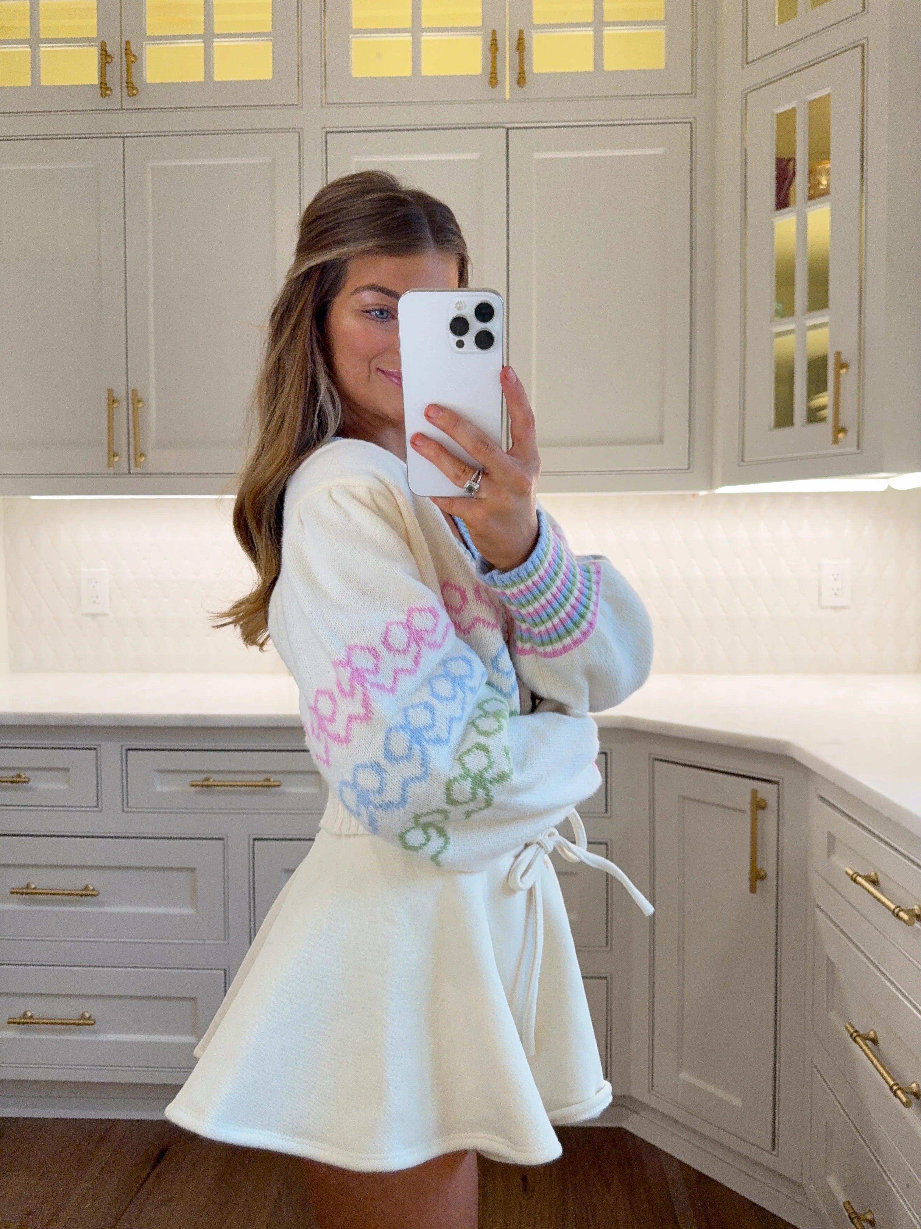 Harrington Ribbon Cardigan - Cream / Multi