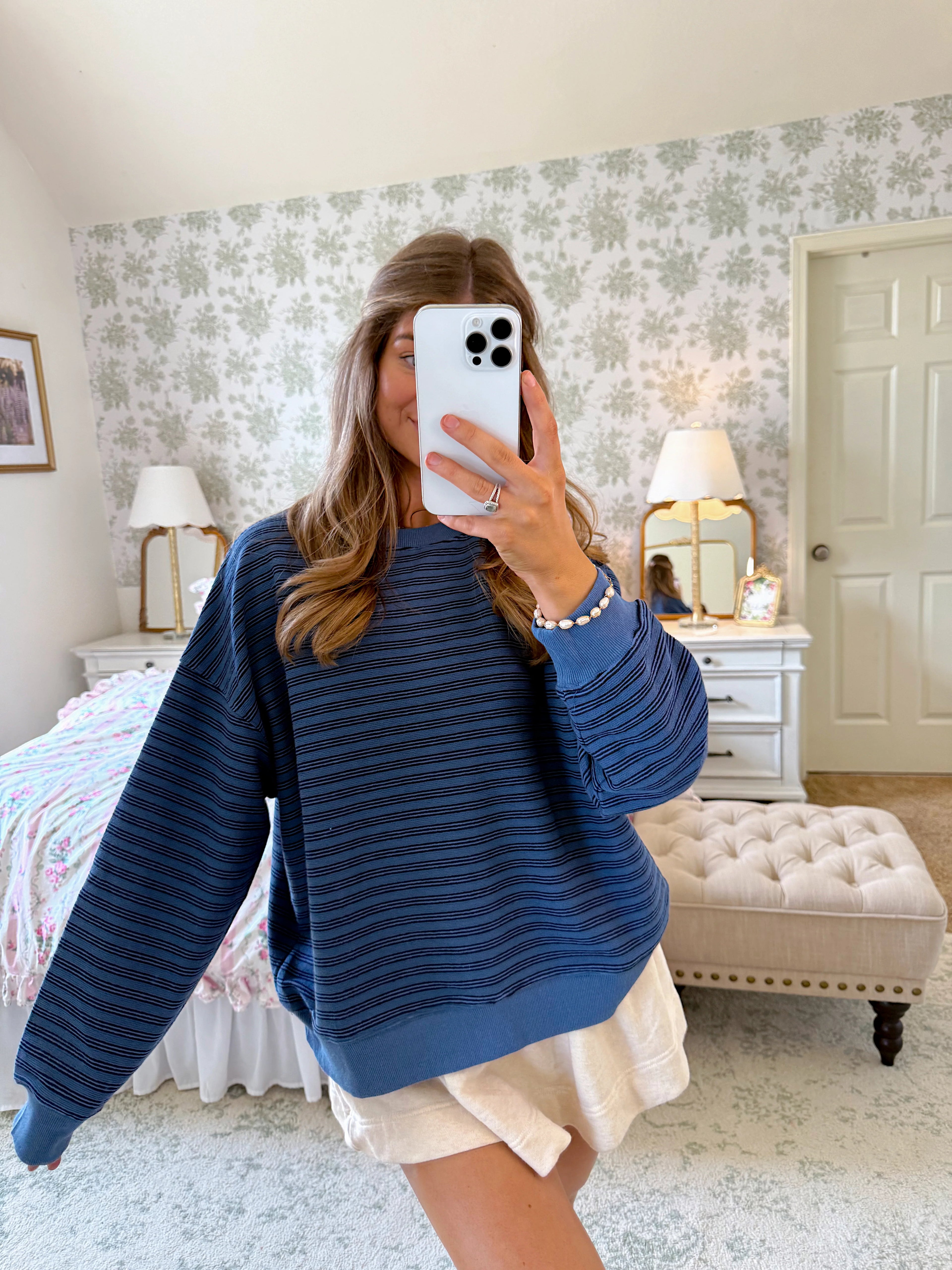 Pepper Striped Knit Pullover - Blue / Navy