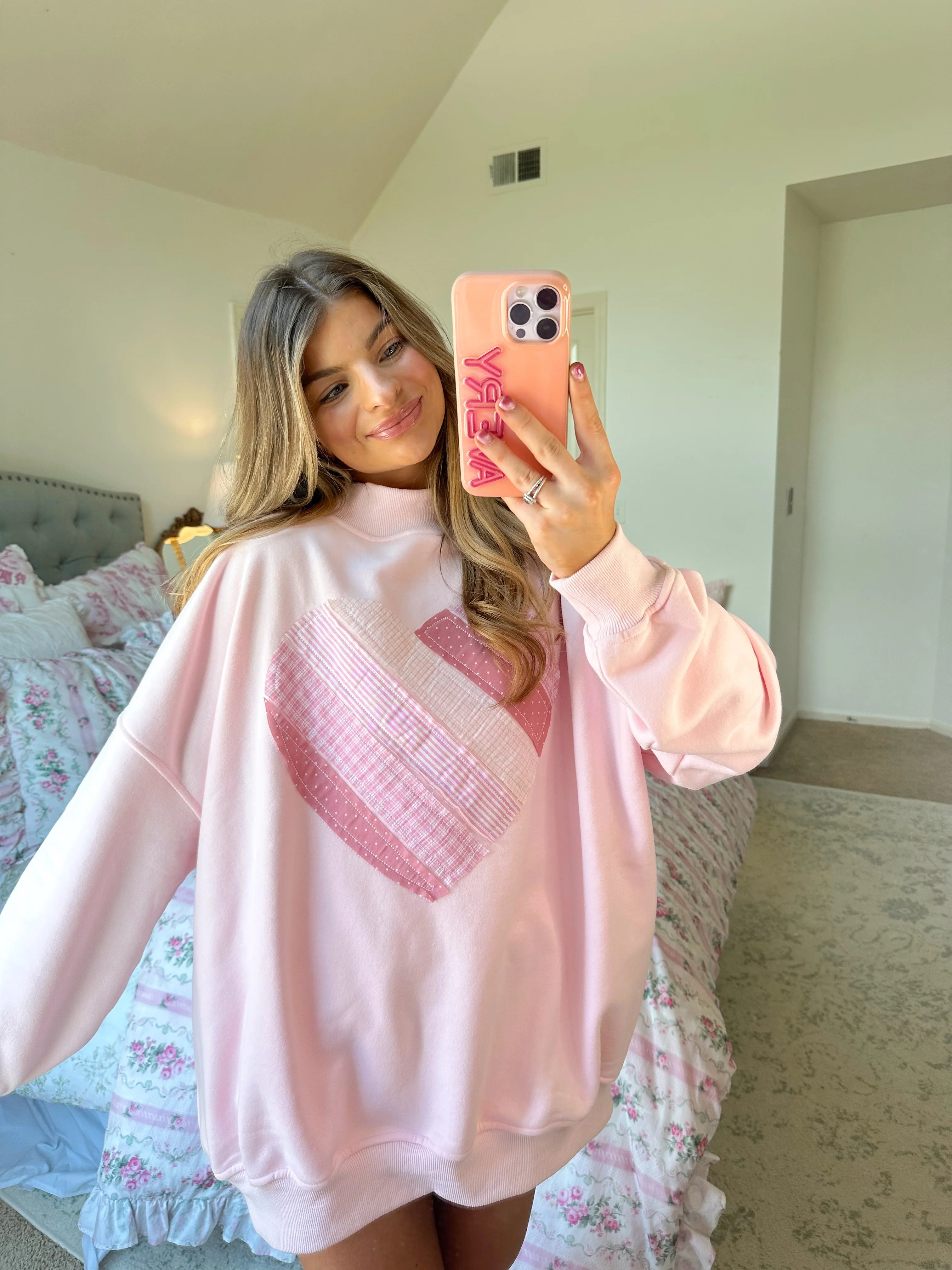 Sweetheart Patchwork Mockneck Sweatshirt