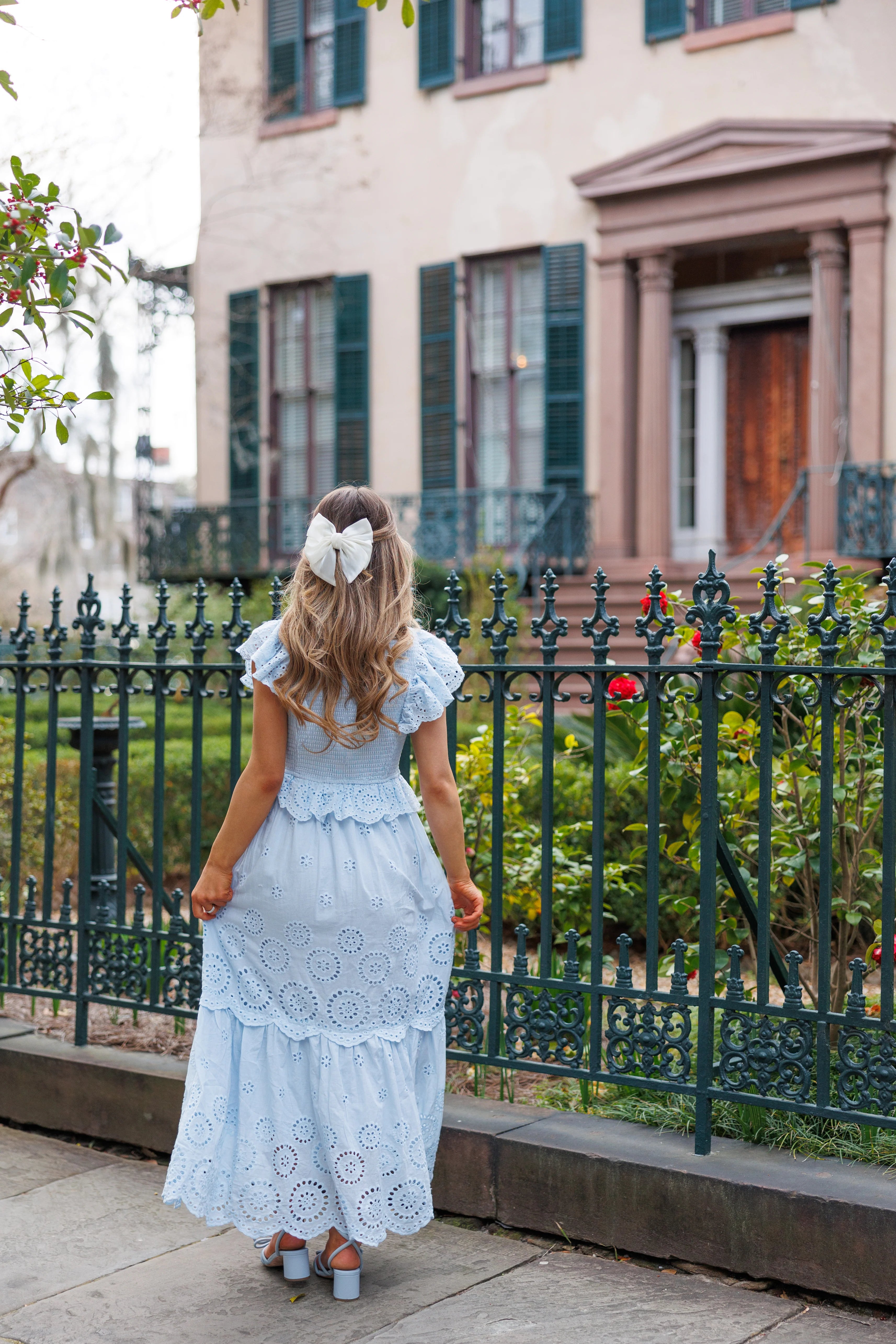 Montgomery Eyelet Maxi Dress - Light Blue