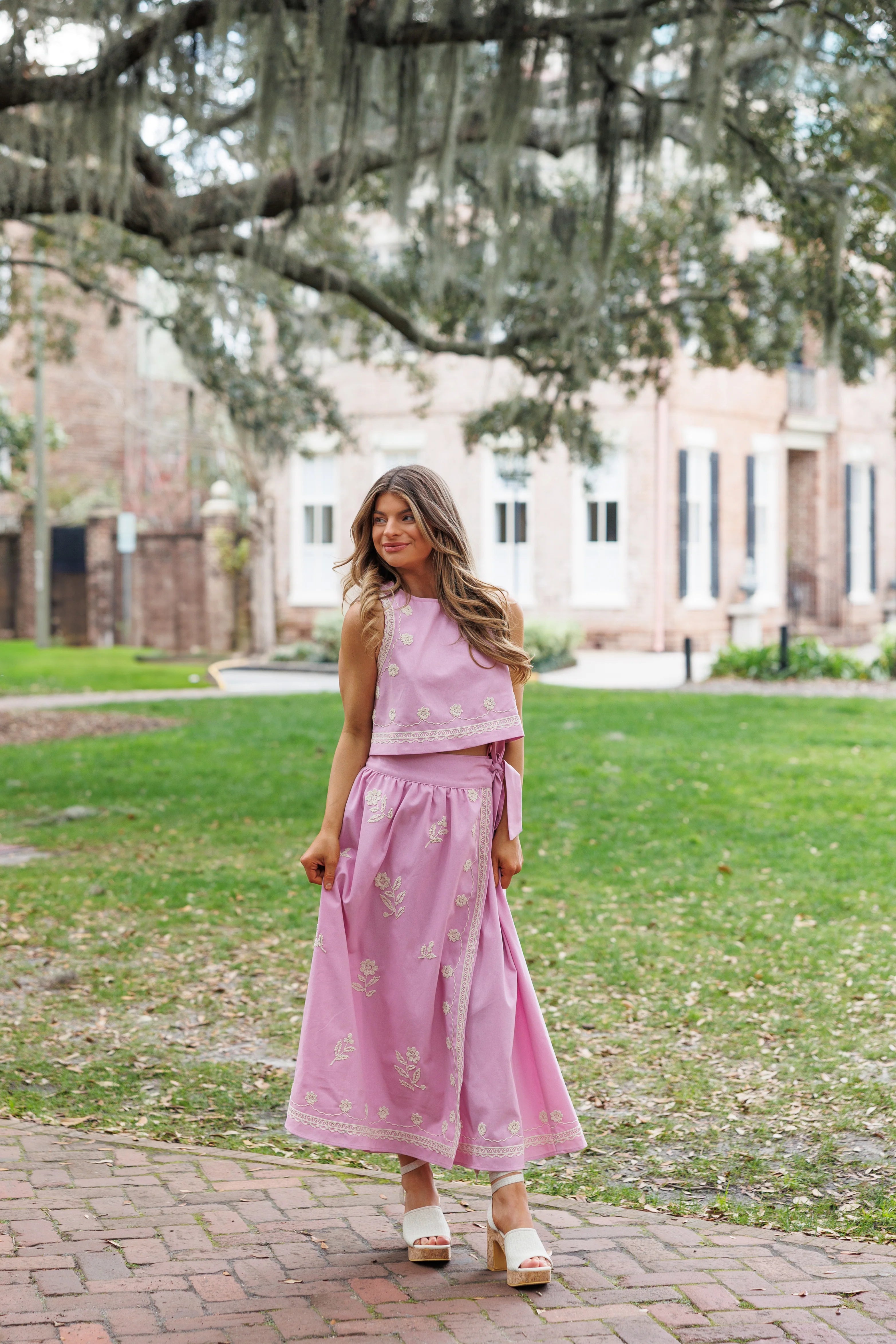 SMALL Lete Embroidered Set - Lavender / Pink