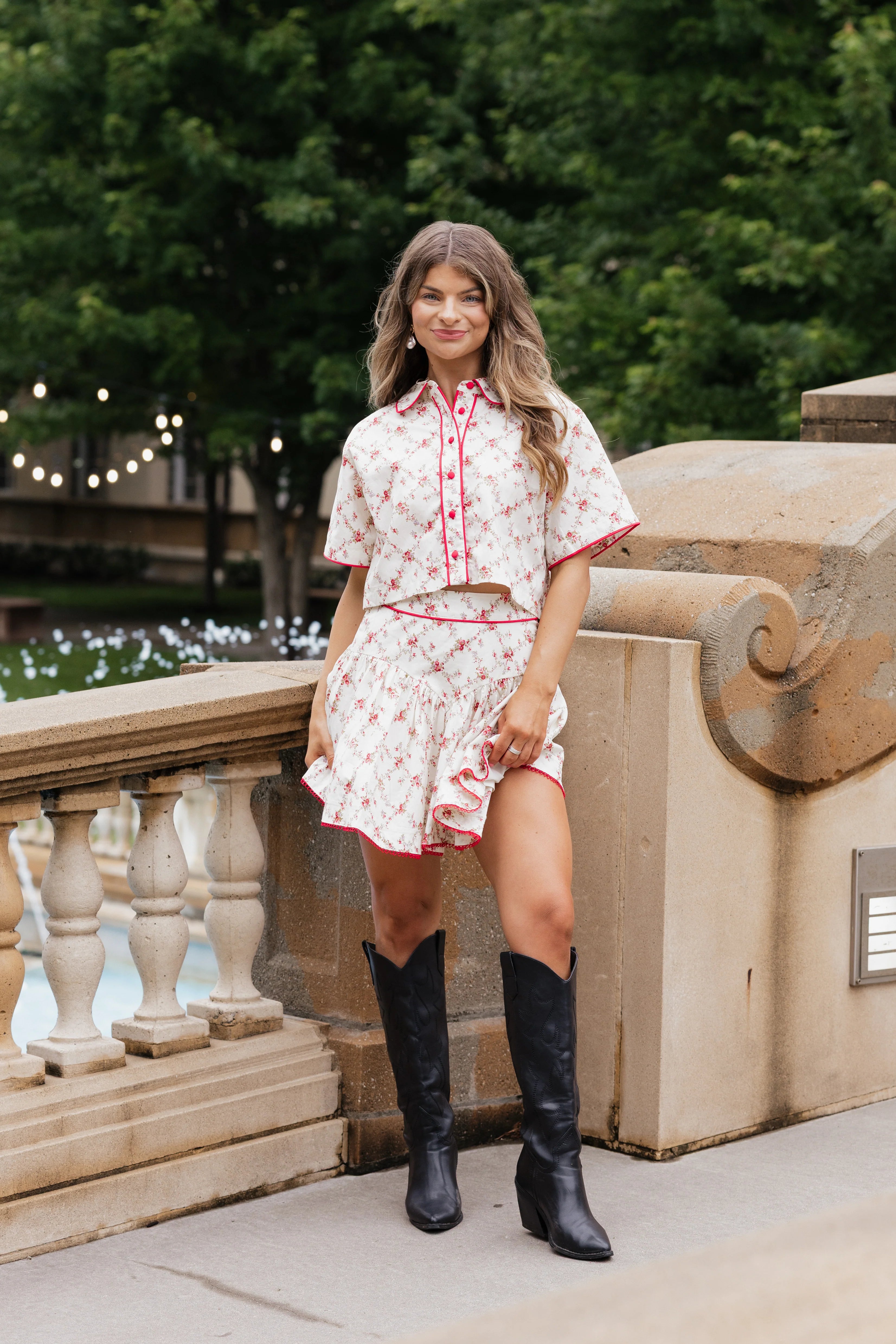 Brinley Floral Print Set - Red