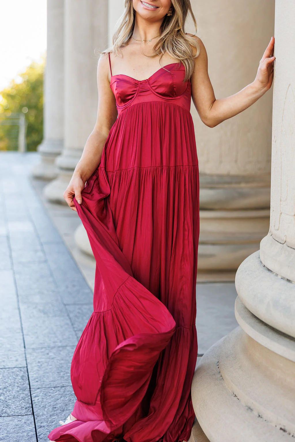 LARGE - With Love Satin Maxi Dress - Burgundy