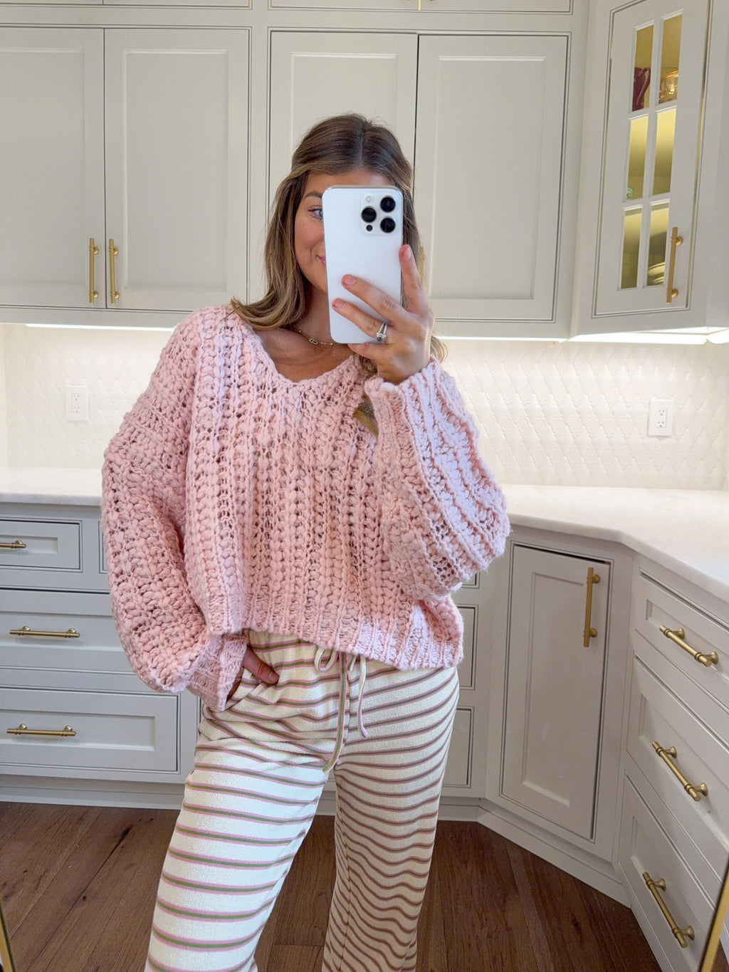 Alfie Popcorn Sweater - Light Pink