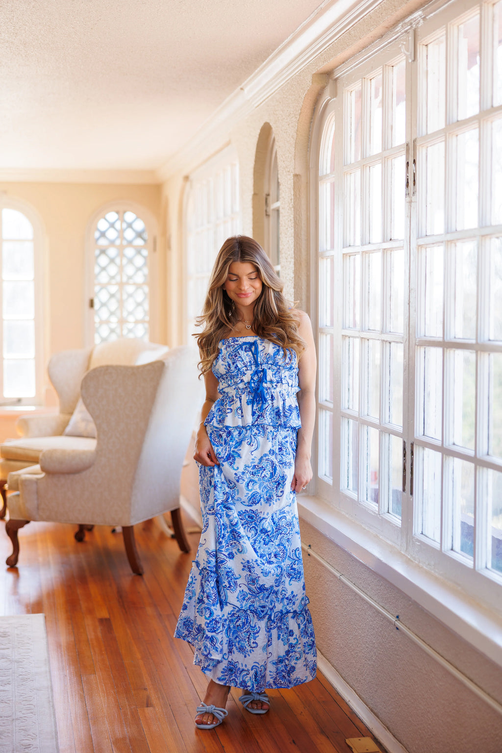 Amanda Paisley Set - White / Blue