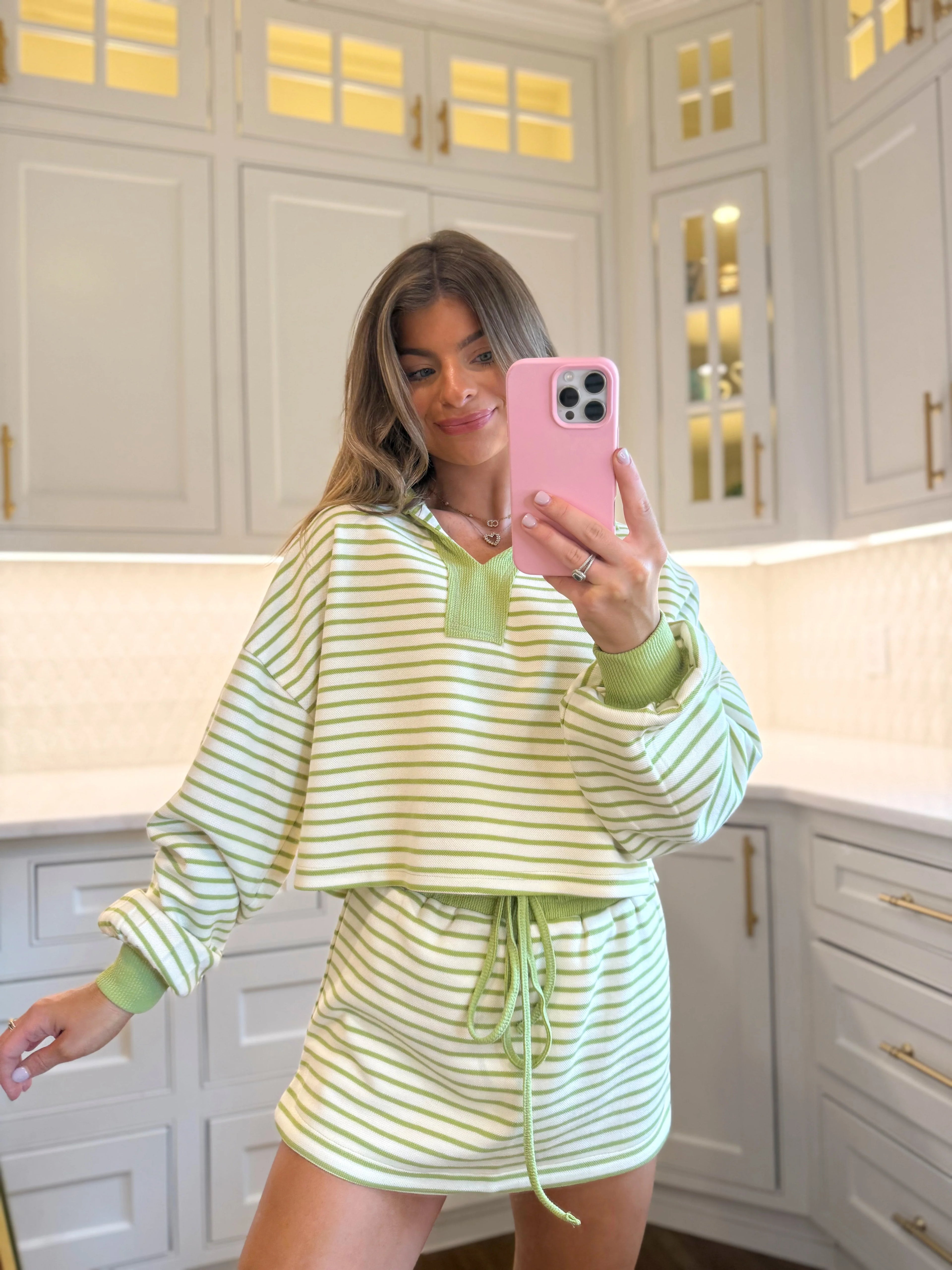 Claire Striped Set - Avocado