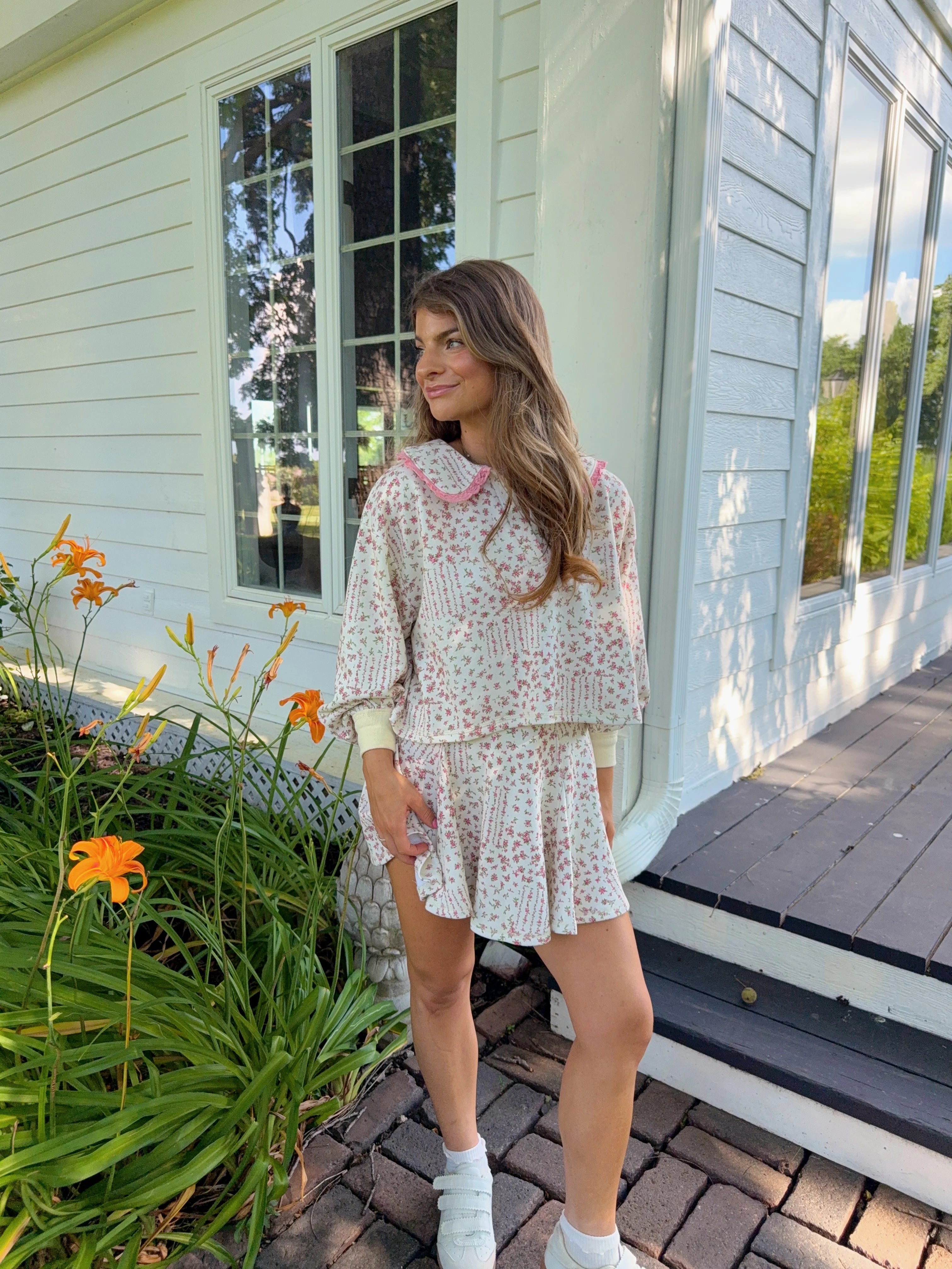 Fallon Floral Lounge Skort and Pullover Set
