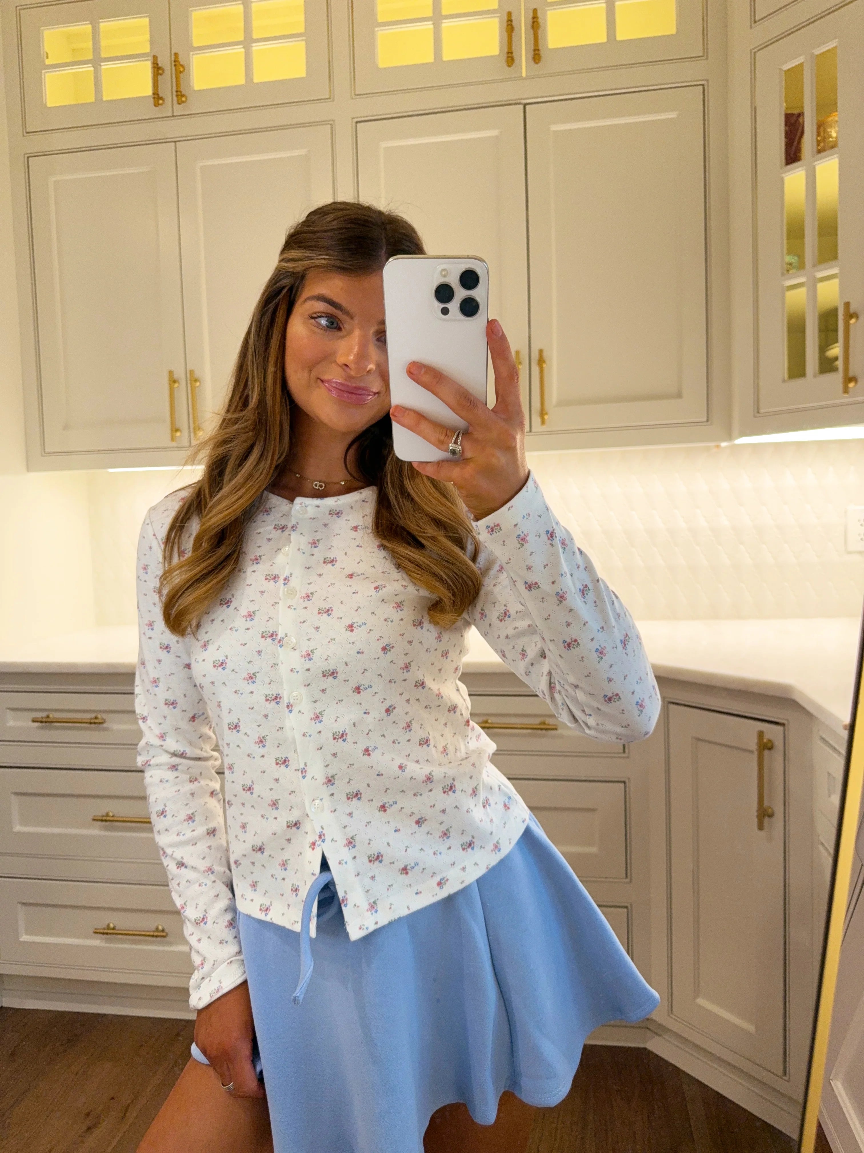 Pointelle Ditsy Floral Cardigan