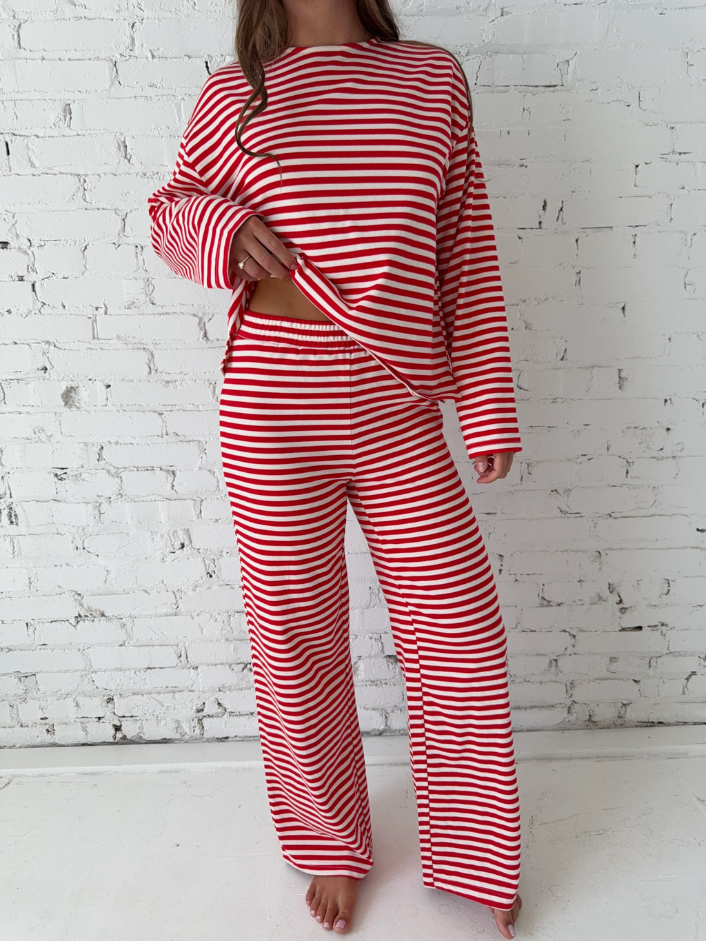 Tommy Striped Lounge Set - Red Stripes